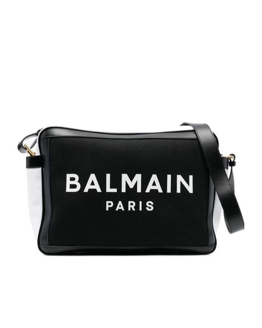 Balmain Black Cotton Logo-Print Changing-Bag
