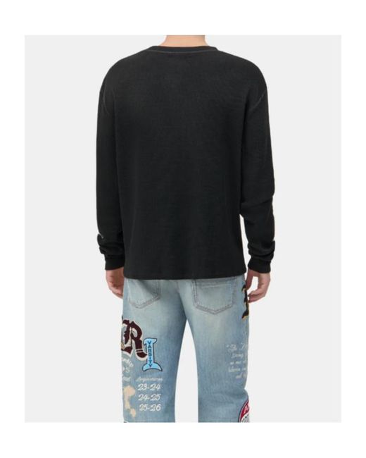 Amiri Black Logo Embroidered Long-Sleeved T-Shirt for men