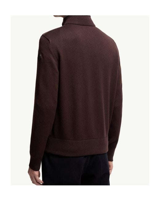 Moncler Brown Logo Patch Button-Up Cardigan for men