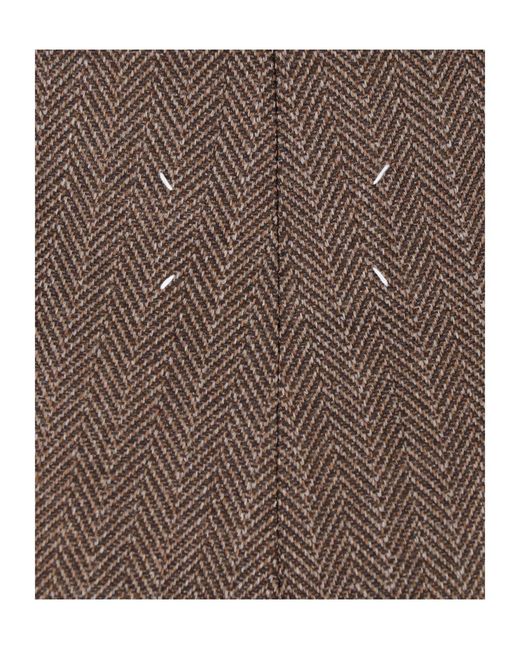 Maison Margiela Brown Herringbone Midi Skirt