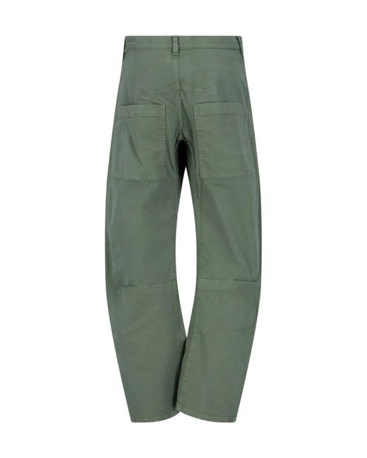 Nili Lotan Green Casual Pants With Waist And Loop Straps
