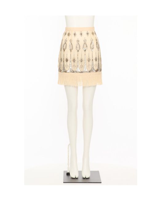 Valentino White Fringed Skirt