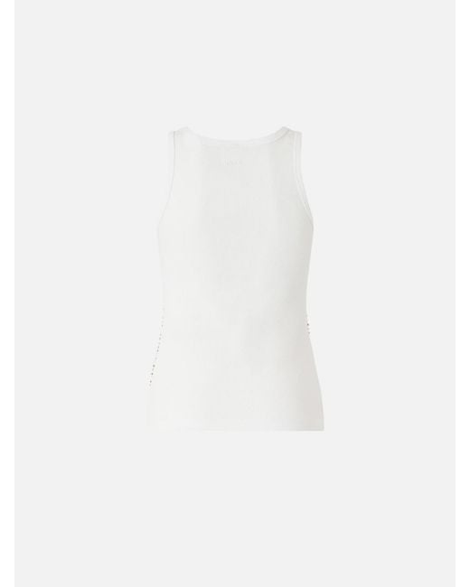 Pinko White Sleeveless Embellished Top