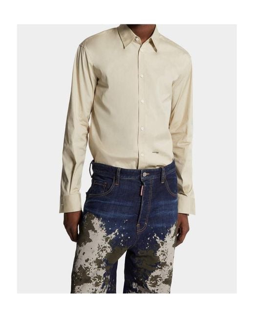 DSquared² White Logo Printed Long-Sleeved Shirt for men