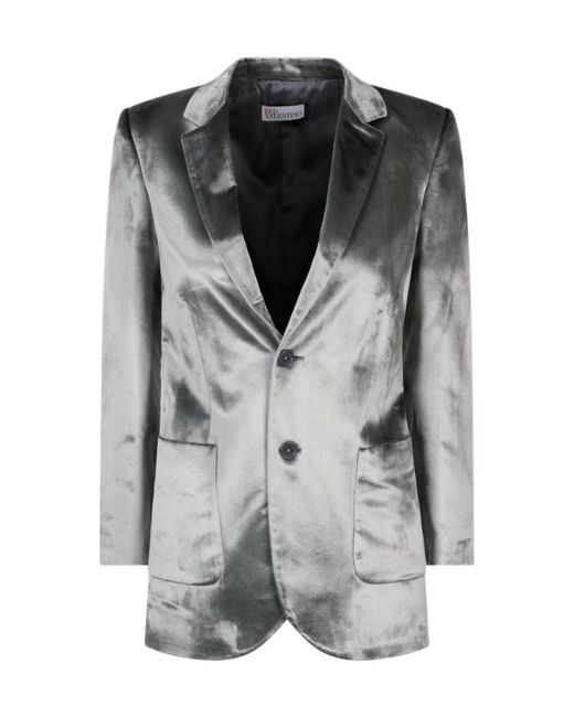 RED Valentino Gray Single-Breasted Blazer