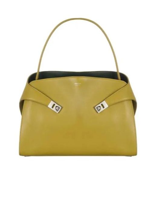 Ferragamo Yellow Hug Soft Bicolor Shoulder Bag (L)