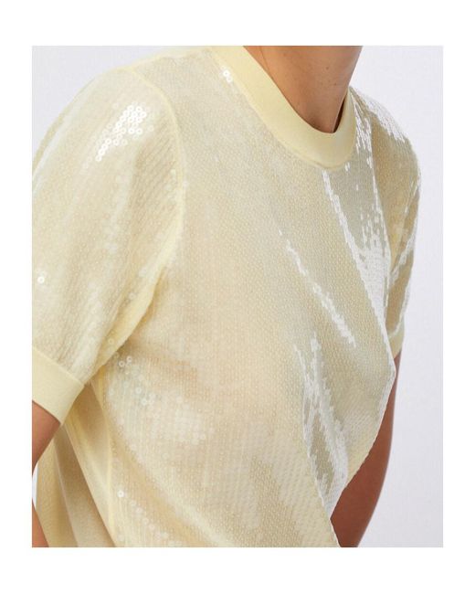 Liu Jo White Sequin-Embroidery Round-Neck T-Shirt