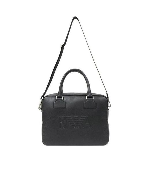 Emporio Armani Black Logo Briefcase for men