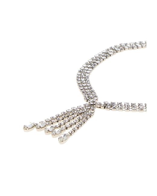 Alessandra Rich White Metal Necklace