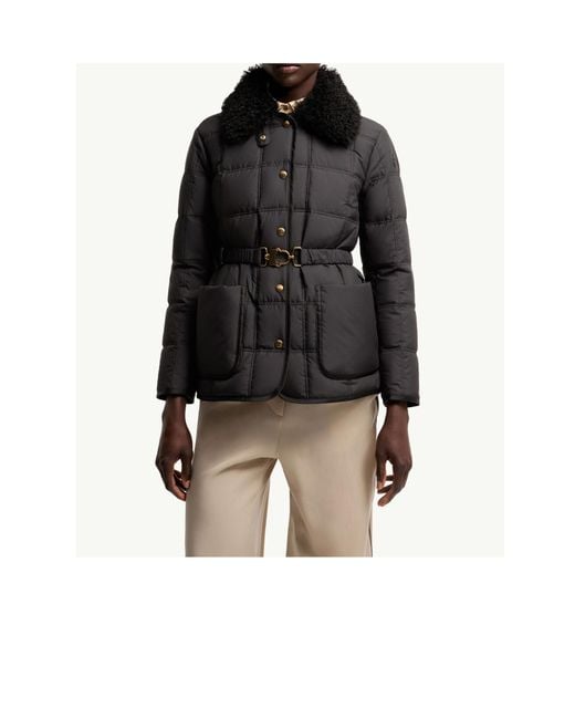 Moncler Black Cygnes Logo Patch Padded Jacket