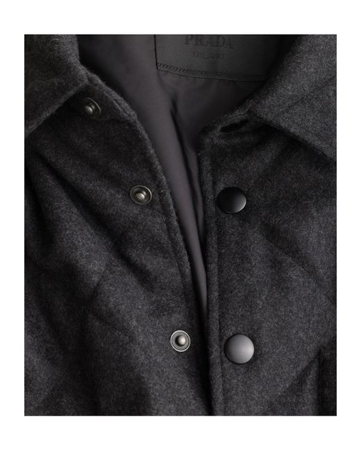 Prada Black Padded Cashmere Shirt for men