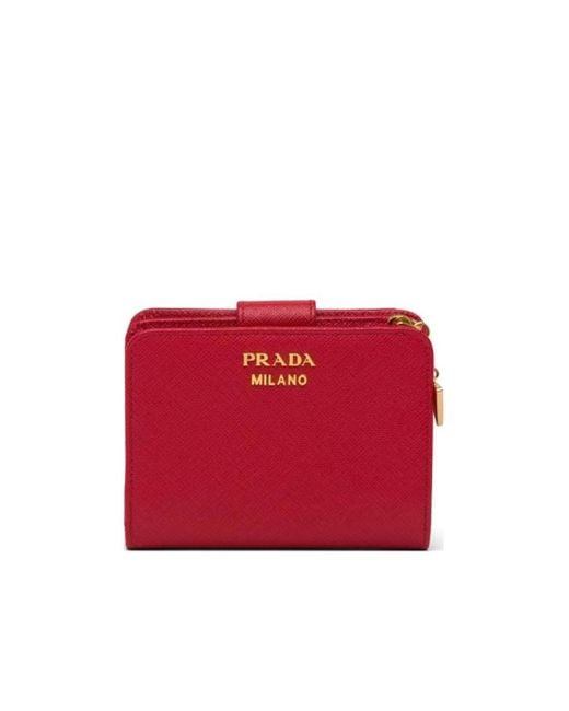 Prada Red Saffiano Cross Texture Wallet