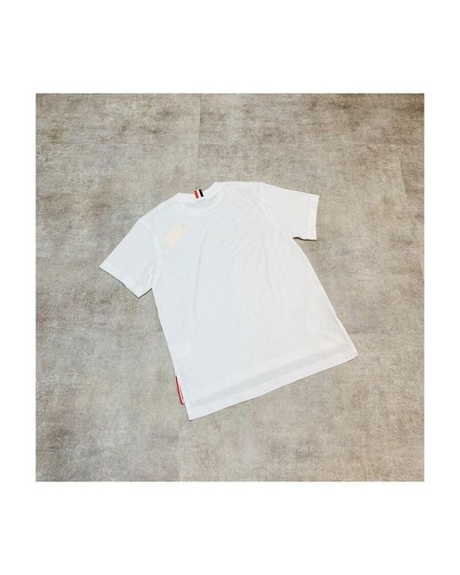Thom Browne White Logo Patch Crewneck T-Shirt