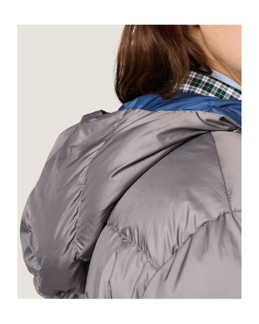 Miu Miu Gray Hooded Lightweight Fluffy Down Jacket