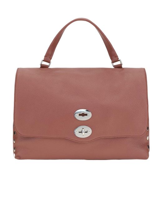 Zanellato Red Postina Twist-Lock Medium Tote Bag
