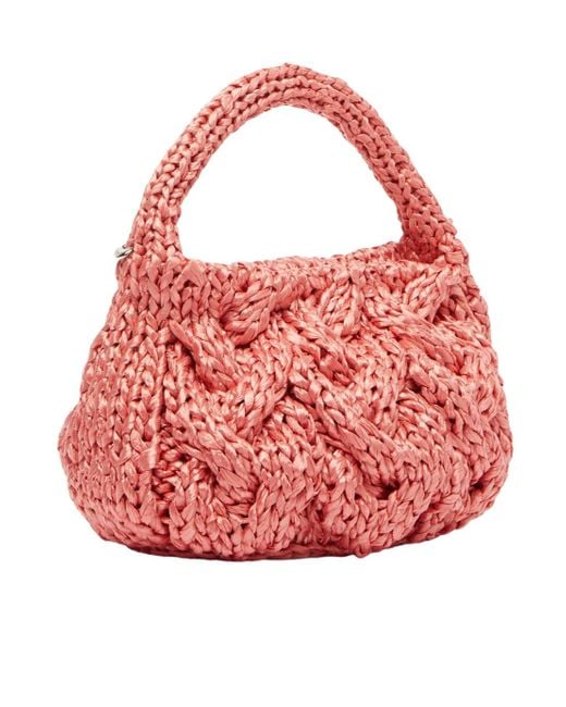 J.W. Anderson Red Jw Anderson Small Cable-Knitted Top Handle Bag