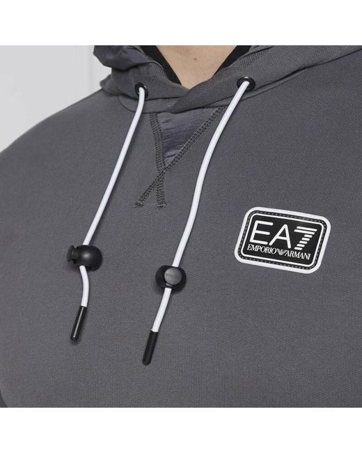 EA7 Blue Logo Hooded Sweater for men