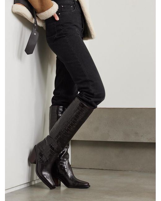 Loeffler Randall Black High-Heeled Denim Boots