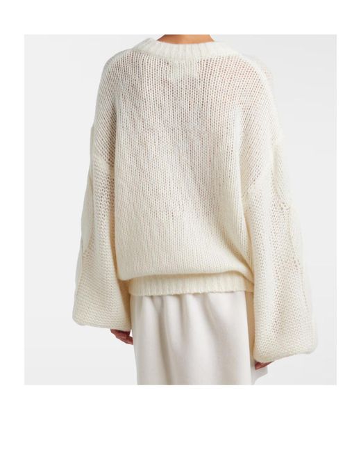 Lisa Yang White Crew Neck Knit Sweater