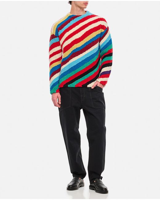 Bottega Veneta Red Striped Crewneck Jumper for men