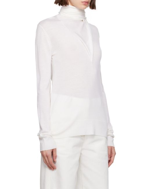 Totême White Totême Scarf Detailed Long-Sleeved Jumper