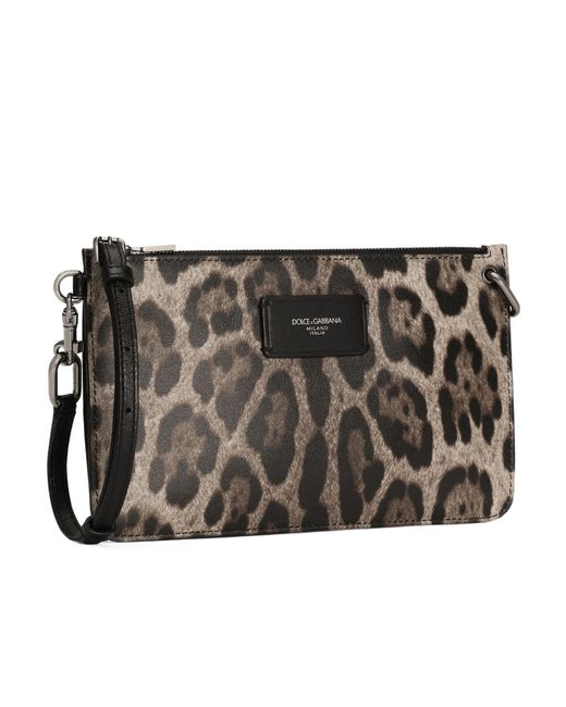Dolce & Gabbana Black Leopard-Print Toiletry Bag for men
