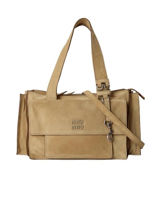 Miu Miu Natural Suede Shoulder Bag