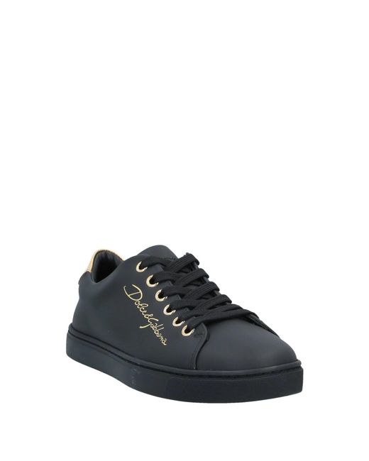 Dolce & Gabbana Black Minimalist Leather Low-Top Casual Shoes