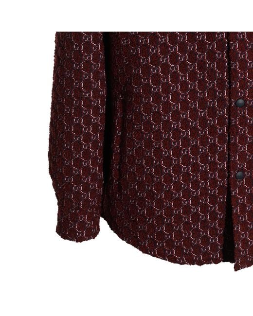 Gucci Red Gg Monogrammed Shirt Jacket for men