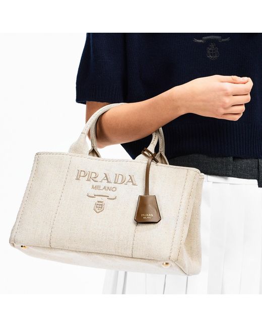 Prada Natural Canvas Lrg Ld62