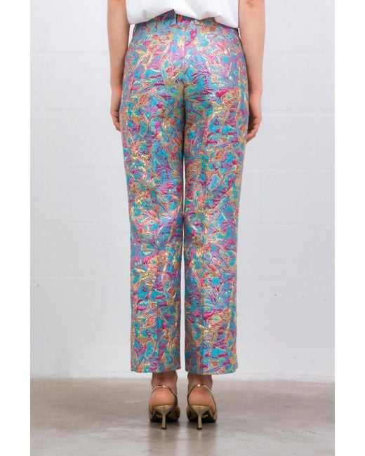 Dries Van Noten Blue Patterned Casual Pants