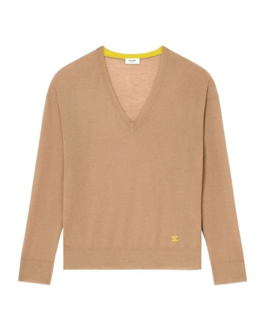 Céline Natural V-Neck Sweater