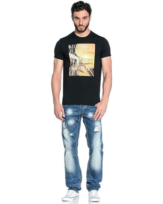 Armani Jeans Black Logo Details T-Shirt for men