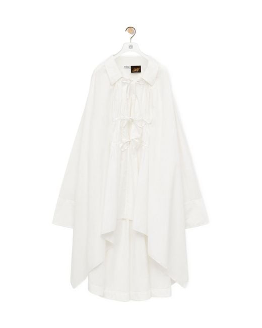 Loewe White Front-Tied Asymmetric Tunic Dress
