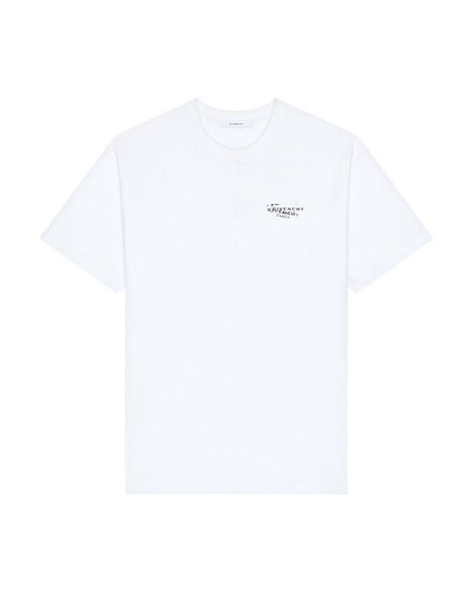 Givenchy White Logo Printed Crewneck T-Shirt for men