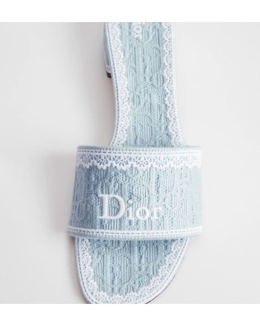Dior White Dentelle Heeled Slide