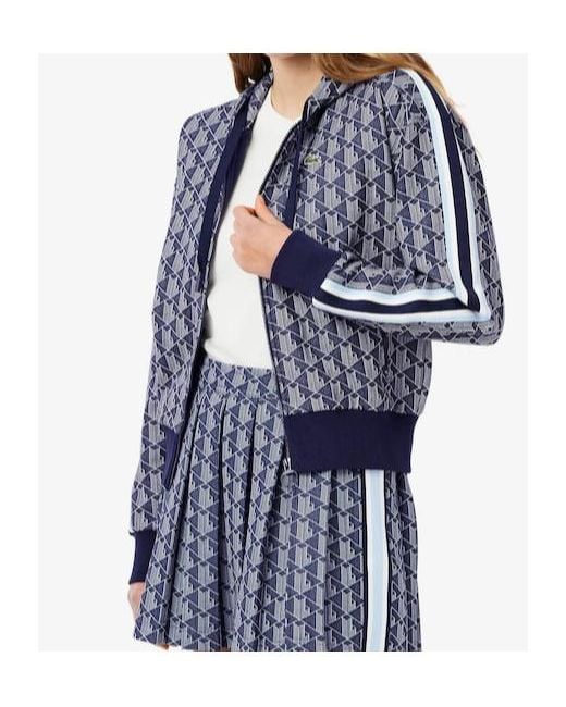 Lacoste Blue Jacquard Monogram Hoodie