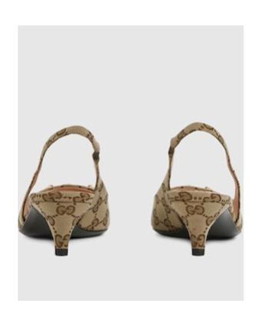 Gucci Metallic Gg Monogrammed Slingback Pumps