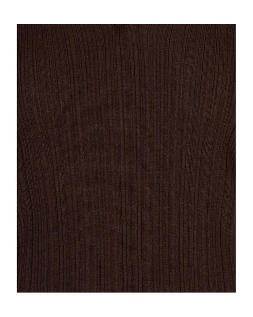 Agnona Brown Collared Knit Sweater