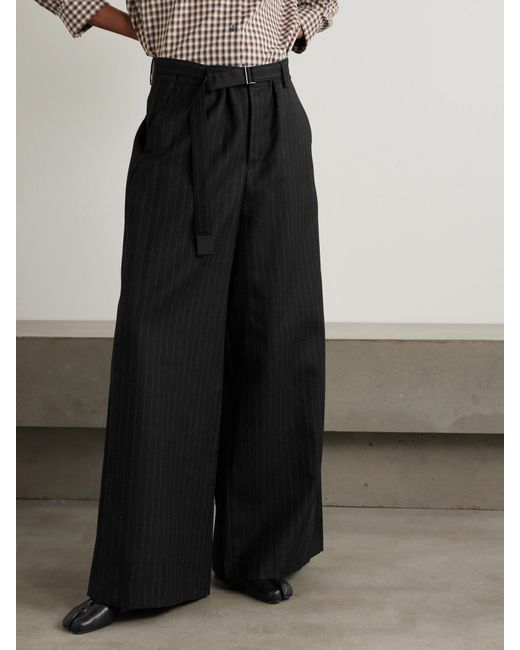 Sacai Black Pinstriped Wide-Leg Palazzo Pants