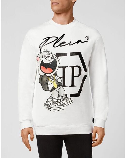Philipp Plein White Printed Sweater for men