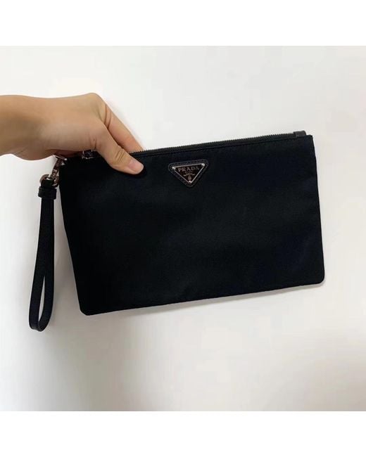 Prada Black Saffiano Leather Pouch for men