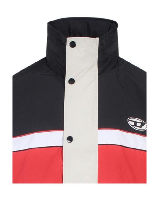 DIESEL Red Color-Block High Collar Jacket for men