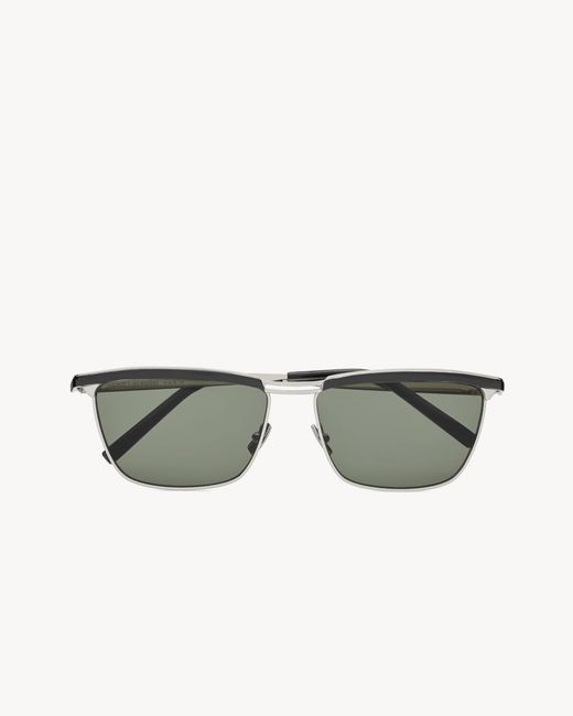 Saint Laurent White Eyewear Rectangular Frame Sunglasses for men