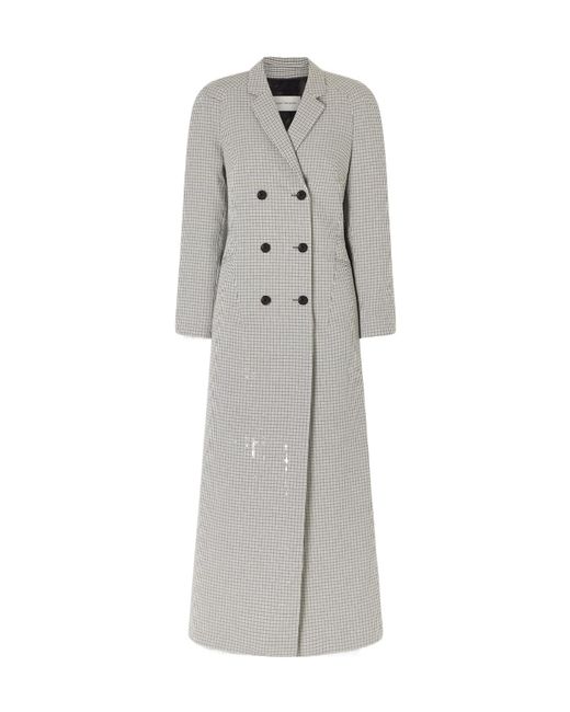 Dries Van Noten Gray Ronna Checked Long Coat