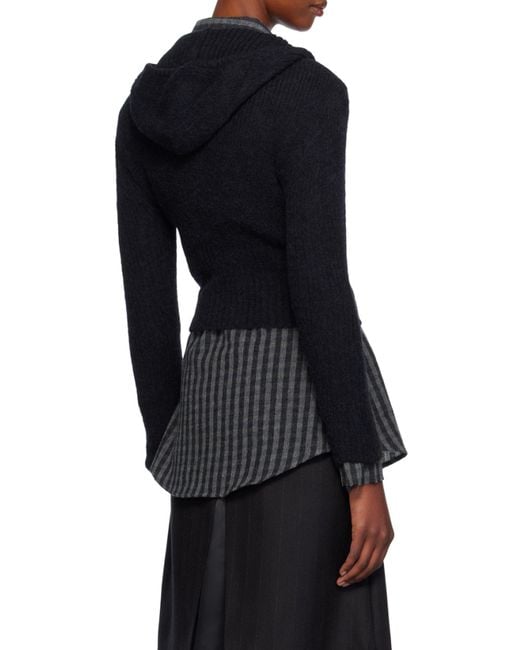 Our Legacy Black Compact Hood Knitted Zip-Up Cardigan