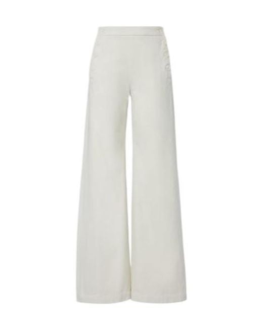 Nili Lotan White Reed Cotton Wide-Leg Pants