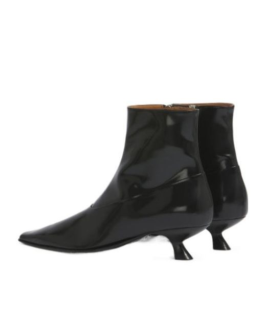 Marni Black Pointed Heeled Ankle Boots