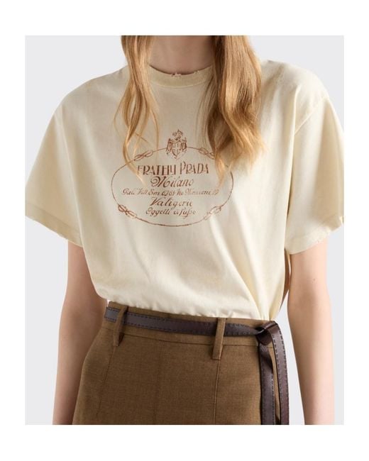 Prada White Garment-Dyed Jersey T-Shirt