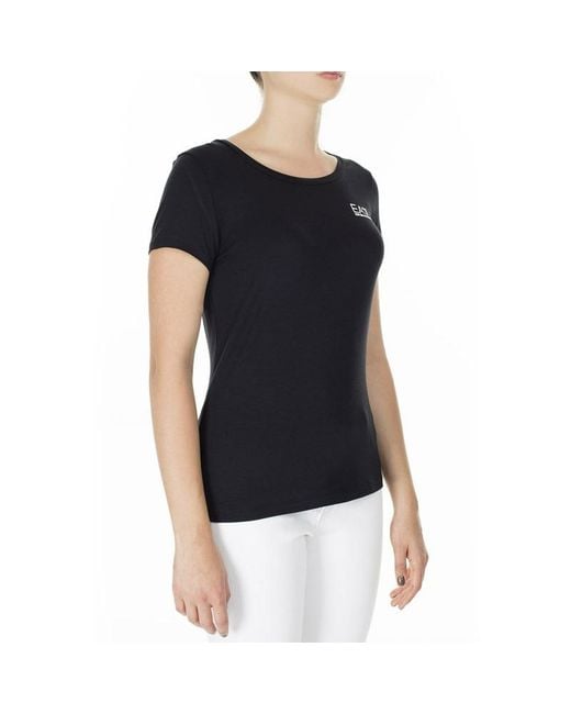 EA7 Black T-Shirt With Round Neck And Short Sleeves